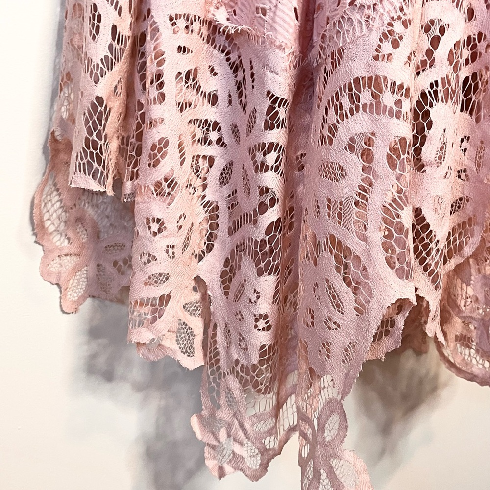 NWT ANTHROPOLOGIE Maeve Aiza Lace Dress Blush Pink Midi Hanky Hem, Size 4 $188 - Picture 4 of 7